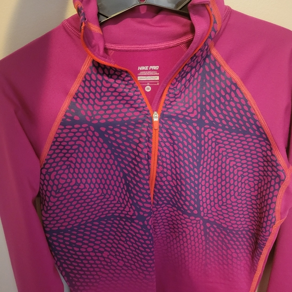 Nike Pro Pink and Purple Long Sleeve Top - Picture 3 of 4
